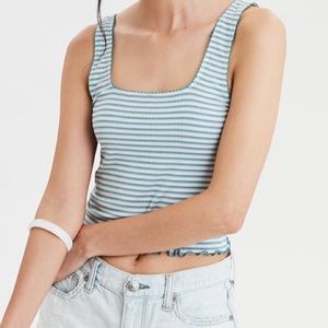 American eagle cropped square neck striped tank top - NWT